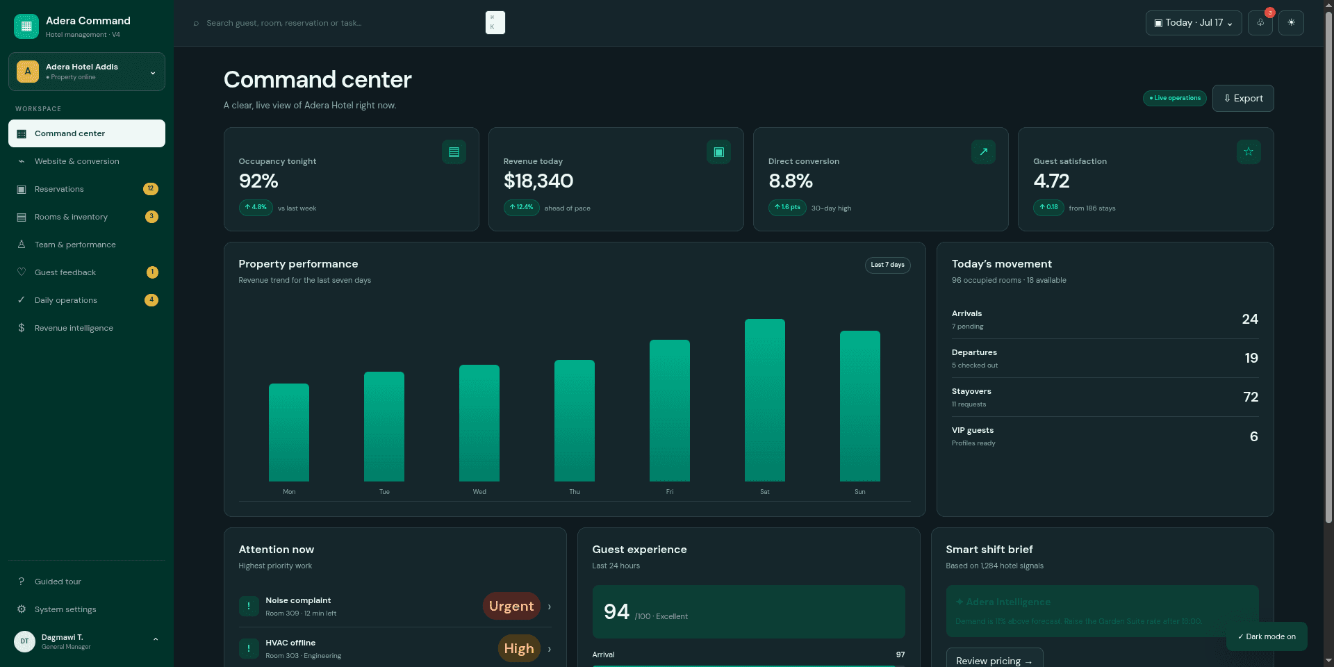 Adera Command project interface
